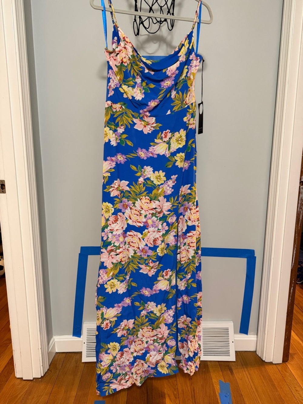 Blue floral maxi dress